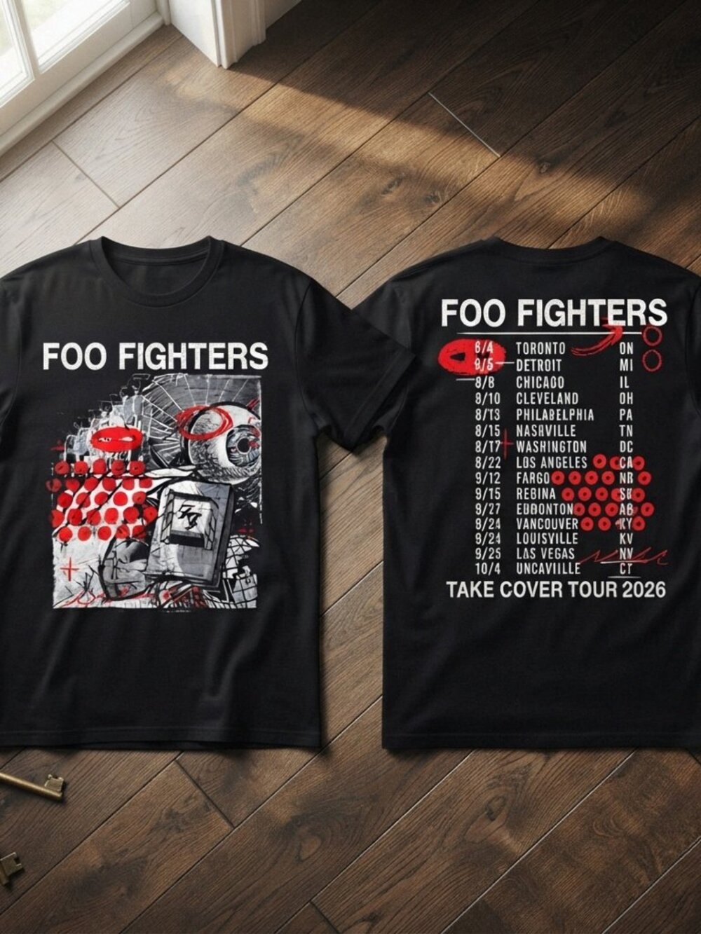 Foo Fighters Take Cover Tour 2026 Graphic Black T-Shirt